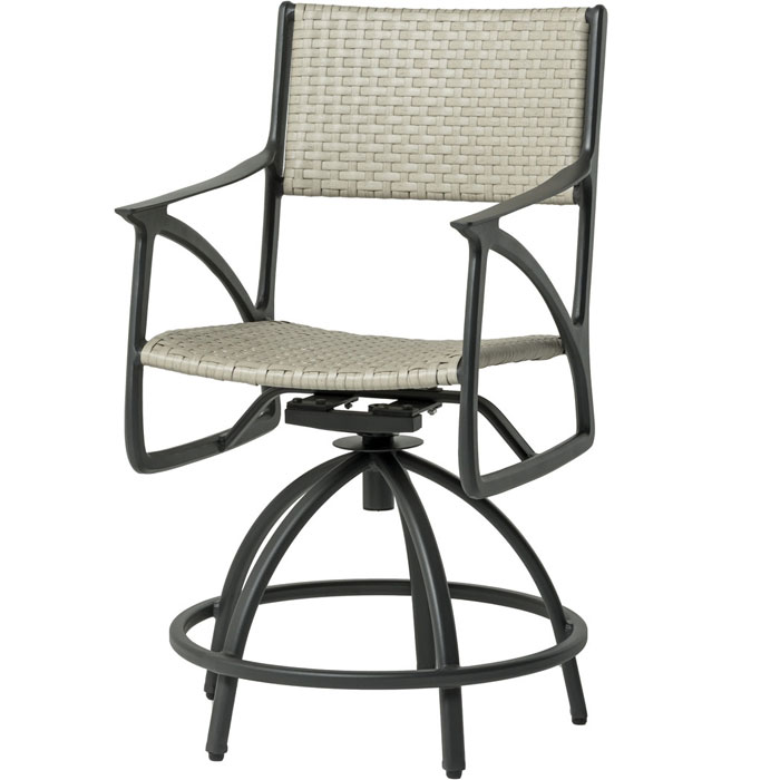 Amari Woven Aluminum Swivel Rocker Balcony Stool by Gensun - Image 2